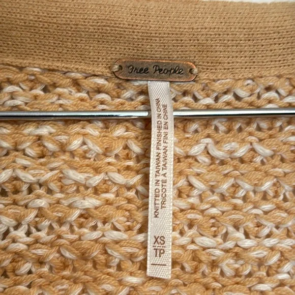 Free People V-Neck Sweater in Warm Tan - Picture 2 of 3